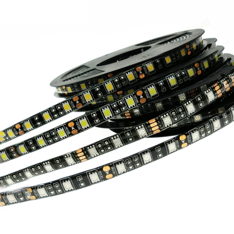 Светодиодная лента 5050 черная PCB DC12V гибкая светодиодсветильник 60 LED/m 5 м/лот RGB +