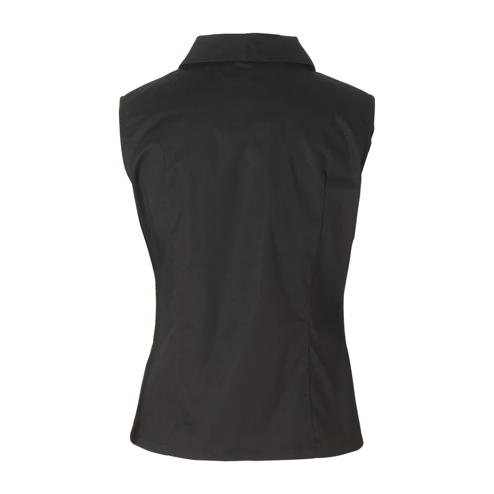 Женская рубашка без рукавов с отложным воротником большого размера|black blouse|shirt