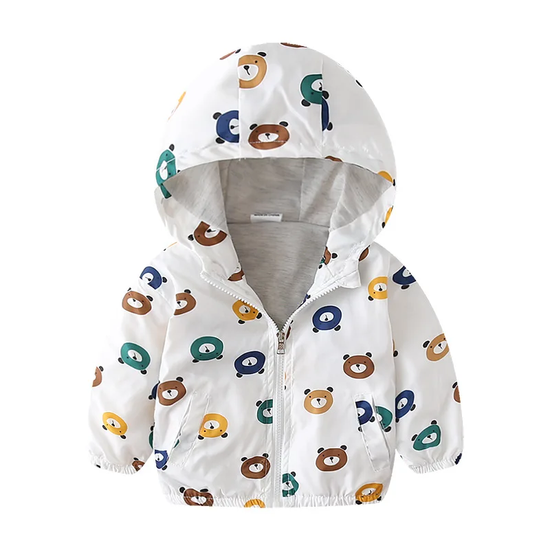 BJ042 white bear 27kids2-7 лет; милый детский топ с капюшоном с динозавром; Верхняя одежда для мальчиков; ветровка для активных мальчиков; толстовка с капюшоном для маленьких мальчиков - Цвет: BJ042 white bear