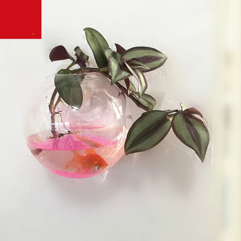 Стеклянная ваза для аквариума многофункциональная прозрачная настенная