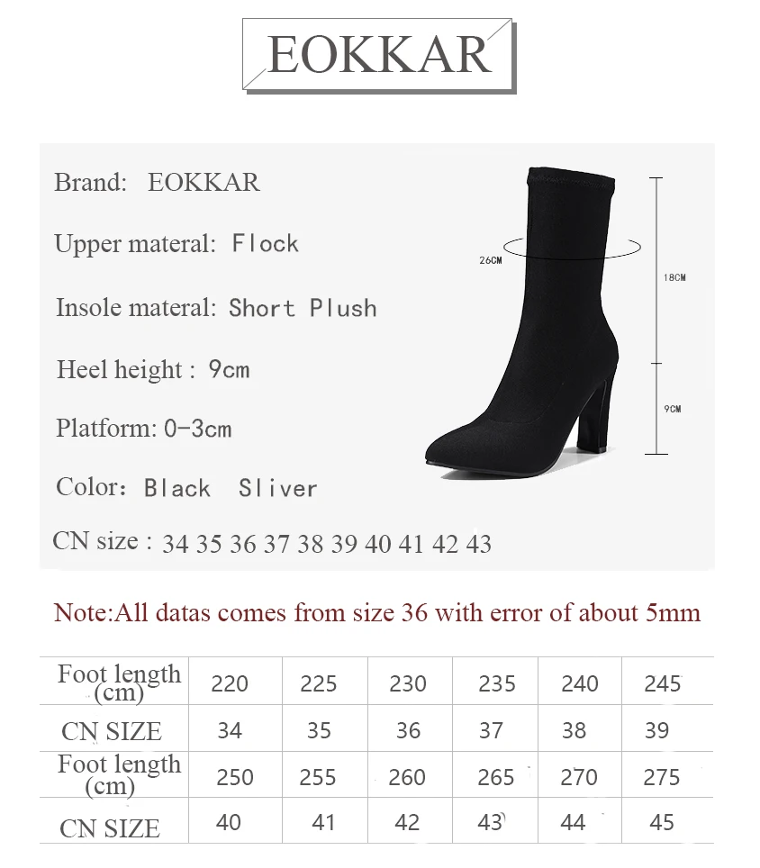 

Eokkar 2020 Women Mid Calf Boots Slip on Fashion Elegant Square High Heel Warm Winter Women Shoes Boots Ladies Boots Size 34-43