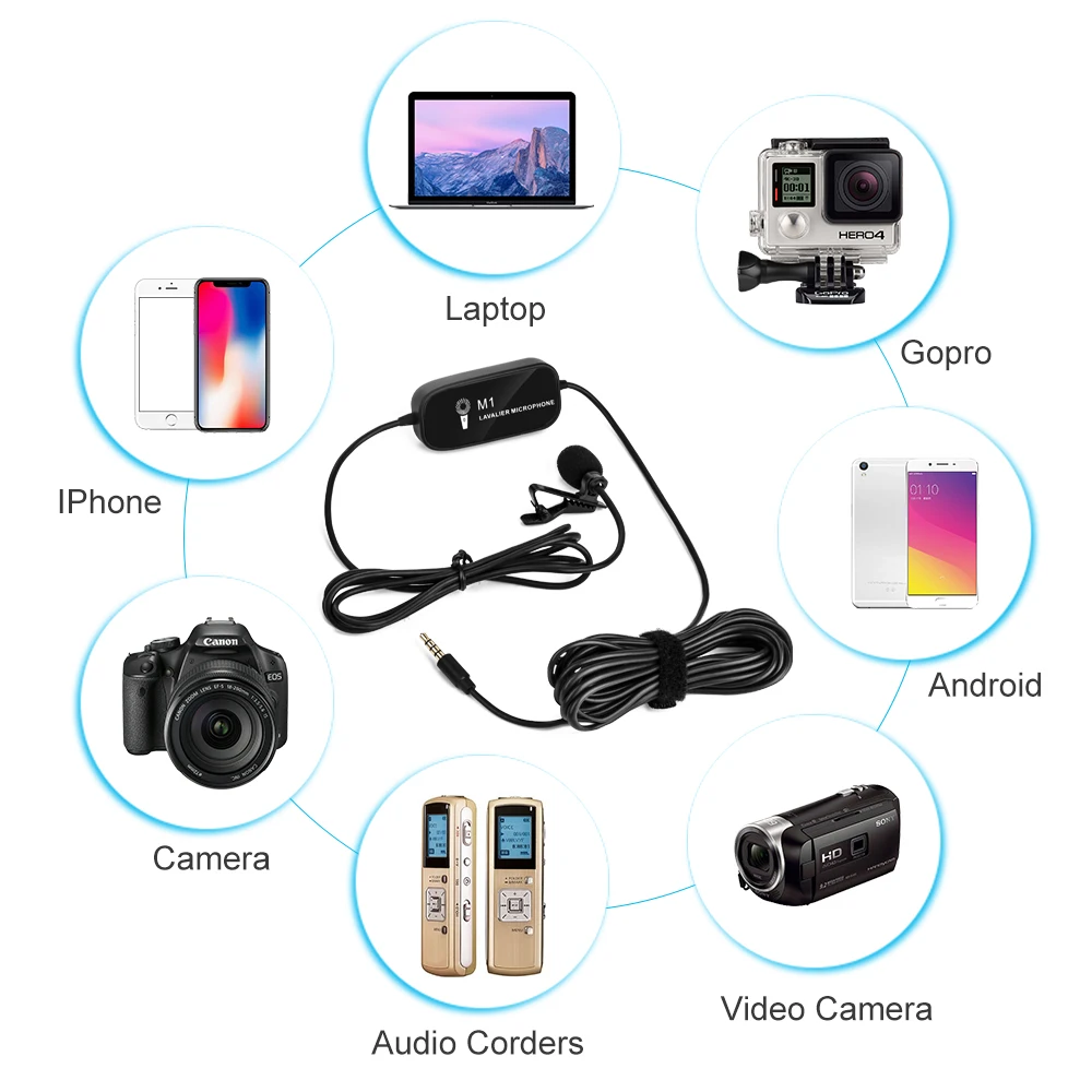 Петличный микрофон K & F Concept портативный внешний для камеры ноутбука IPhone Android GoPro
