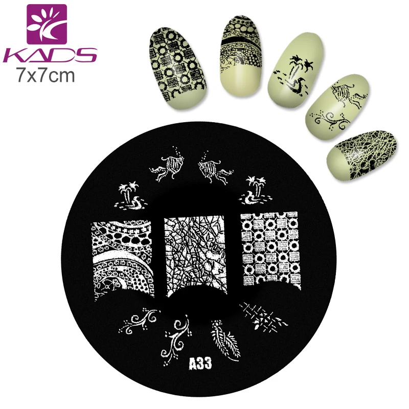 KADS А33 Пляж Дизайн Ногтей Штамповки Рыбы и Кокосовая Пальма Nail Art Польский Плиты DIY