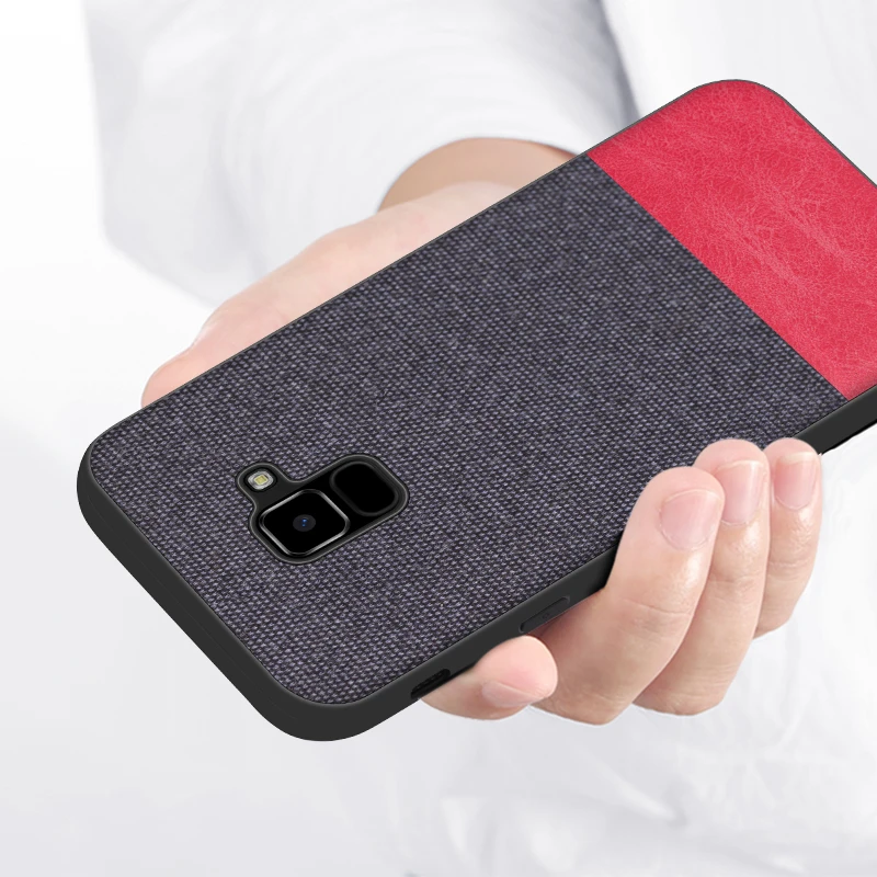 For Samsung Galaxy A8 Plus 2018 Case Fabric Canvas soft Silicon Phone Cloth Cover Coque A7 A730F A750F |