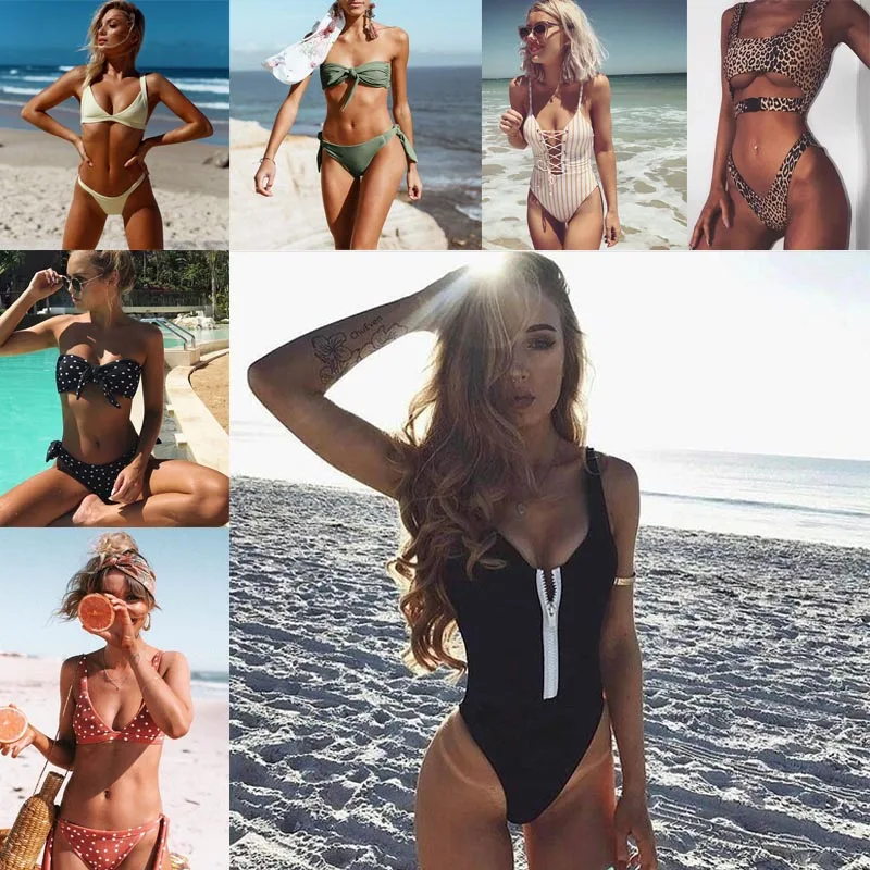 Высокая Талия Новые Бикини 2018 Sexy Push Up Купальники Купальник Для женщин Пляжная