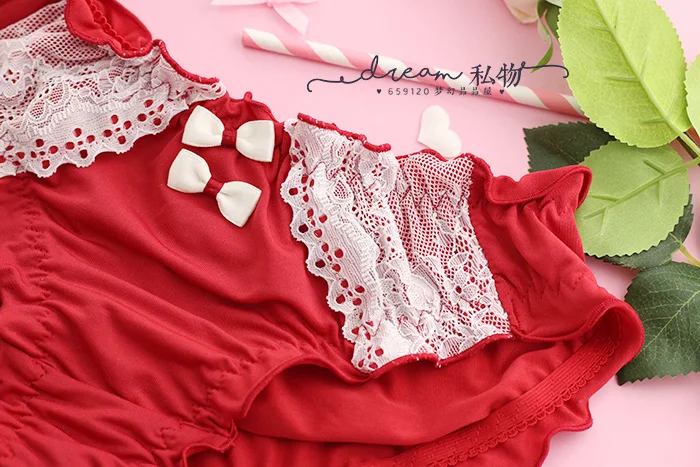 Красное Нижнее белье для невесты женское из молочного шелка с заниженной талией