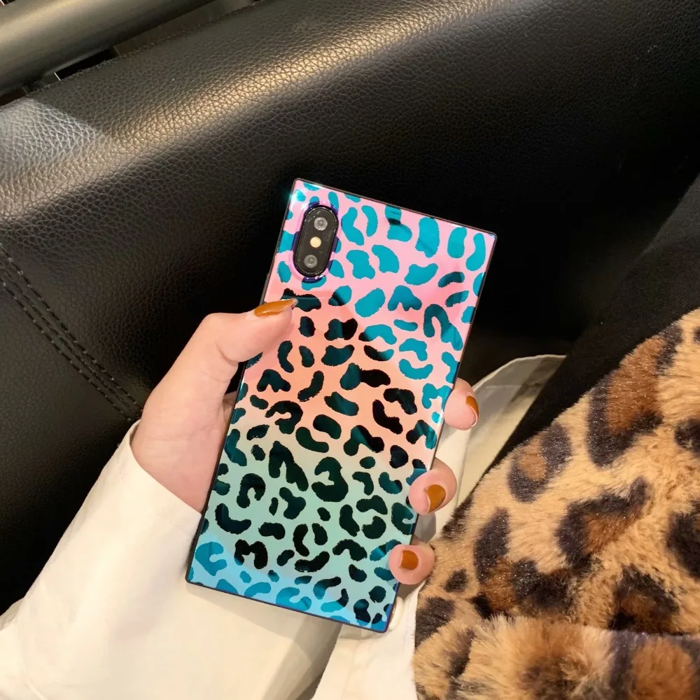 ORYKSZ For iphone X 6 6s 7 8 Plus Case Leopard print Pattern Tempered Glass Silicone Cases XS XR MAX Back Cover |