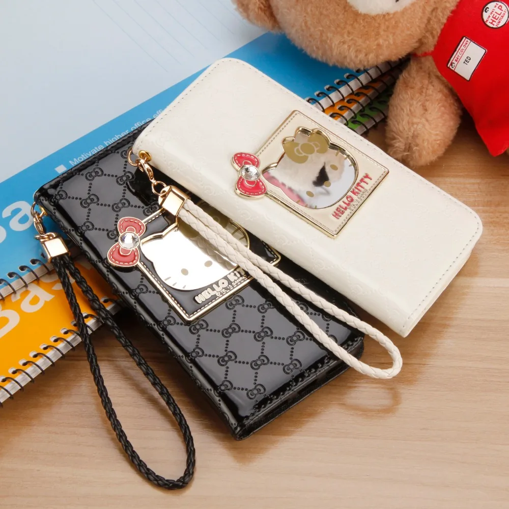 Fashion Style For iPhone 6 6s 7 8 Pus X XR XS Max Case Luxury Wallet Hello Kitty Magnetic Flip PU Leather Cover Mobile Phone bag