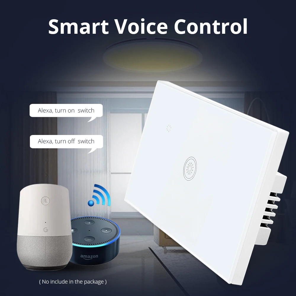 US AU 1 Gang односторонний Wifi настенный выключатель работает с Alexa непосредственно