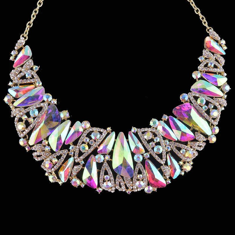 Набор ювелирных изделий из стекла Aurora серьги и ожерелье для женщин треугольная