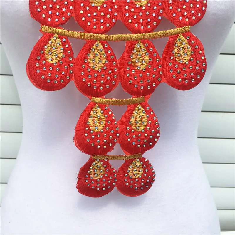 1 шт. красные роскошные стразы с горячей фиксацией африканский кружевной вырез