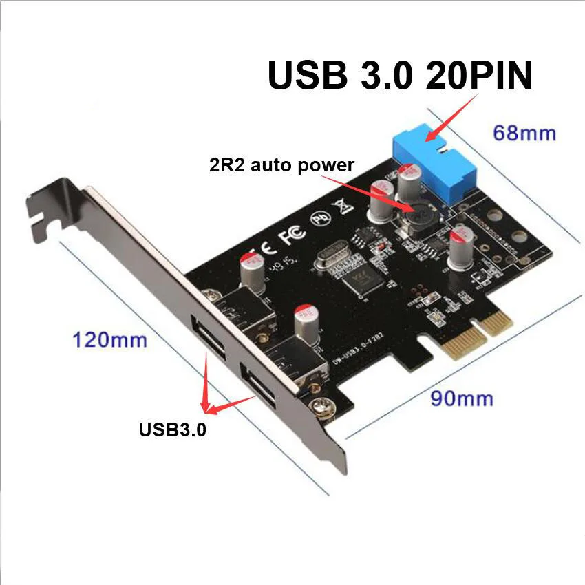 Карта расширения PCI-E USB 3 0 2 порта usb3.0 20pin + | Компьютеры и офис