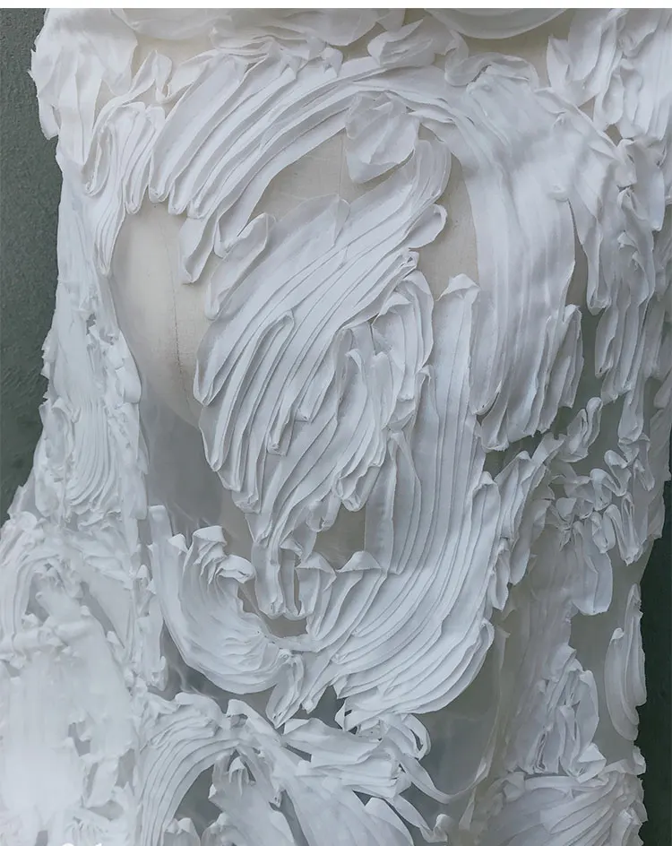 GLace 1Y/lot off white 3DPetal вышивка сетка органза ткань перспектива аксессуары для одежды Свадебные украшения TX1177