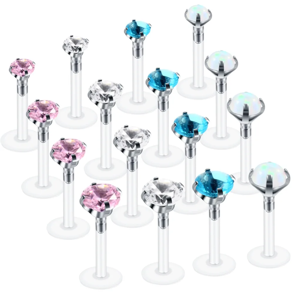 

1PC 16G Labret Piercing Tragus Helix Bar 6-10mm Ball 2-5mm PTFE UV Acrylic Lip Bar Ring Stud Cartilage Ear Piercing Body Jewelry