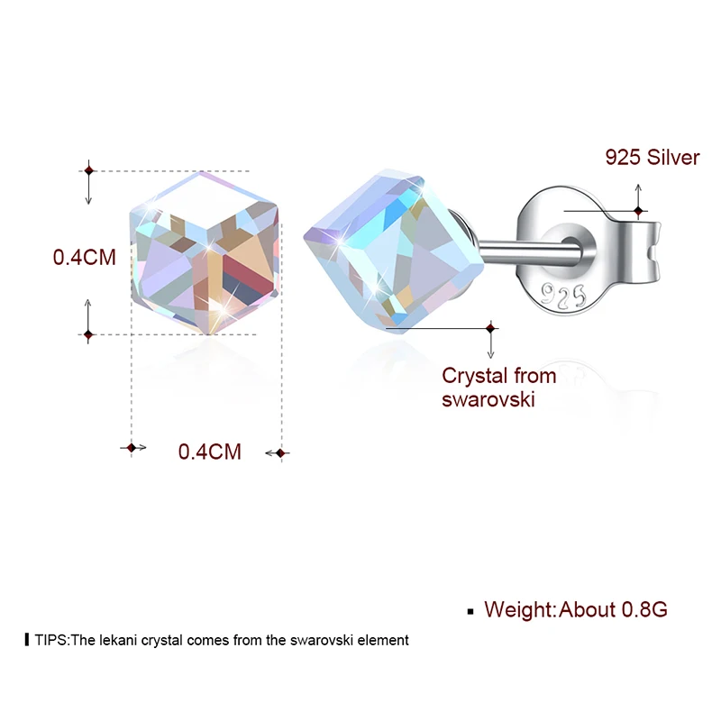Серьги-капли LEKANI с кристаллами Swarovski, 925, модные квадратные серьги семи цветов, яркие цвета, подарок Ms. Рождественский подарок - Цвет камня: SVE293-F