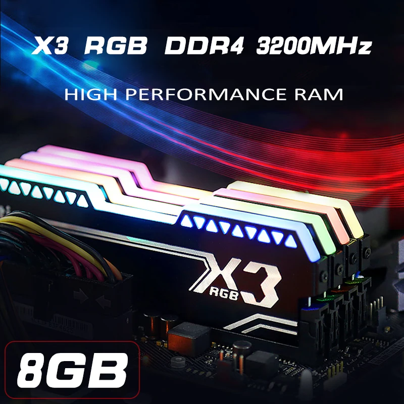 144*45,5 мм X3 RGB DDR4 8G 3200MHz настольная игровая ОЗУ 288 PIN 1,35 V Электронный СПОРТИВНЫЙ ИГРОВОЙ светильник RGB Память ram для настольного ноутбука