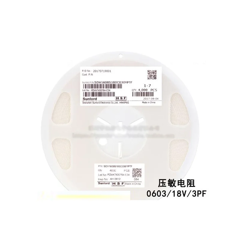 50 шт./лот SMD 0603 резистор напряжения VDR 18 в 3PF SDV1608S180C030YPTF Варистор