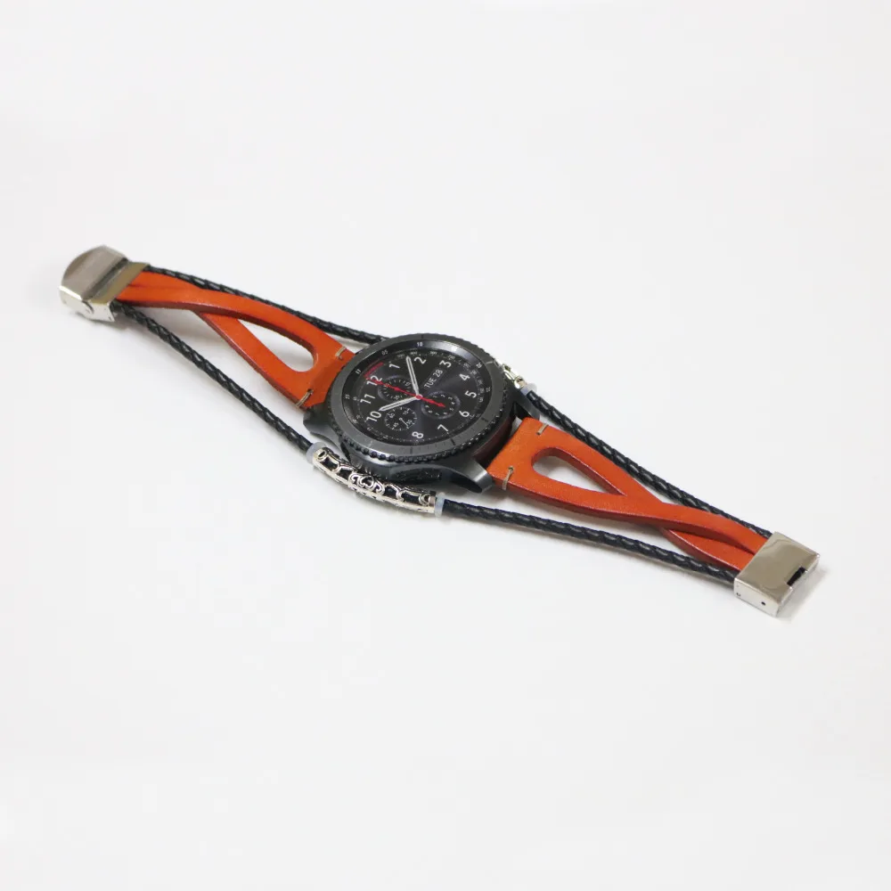 Ремешок кожаный для Samsung Galaxy Watch 46 мм браслет смарт часов Huami Amazfit Pace/Stratos 2 22