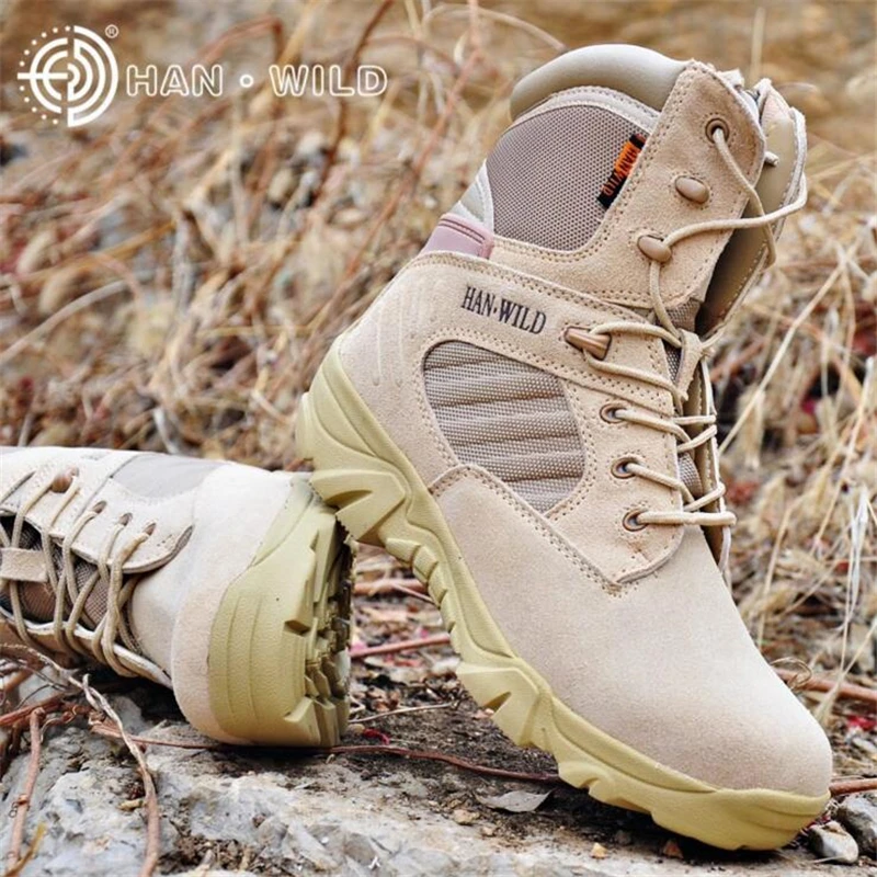 

High Quality Brand Men Military Tactical Combat Boots 100% Genuine Leather Special Forces Desert Boats Male Outdoor Shoes