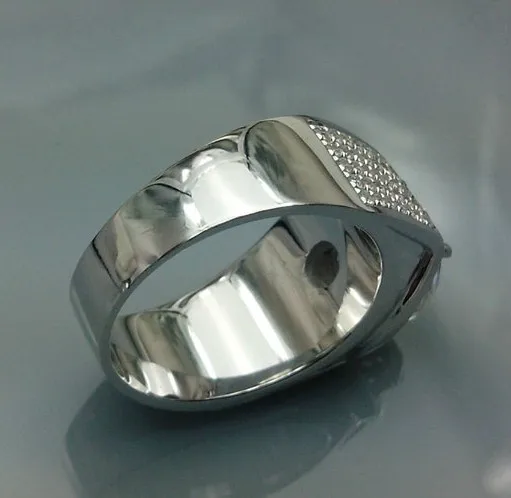 Кольцо мужское из белого золота с имитацией бриллианта 14 к|gift diamond tower|gifts for single