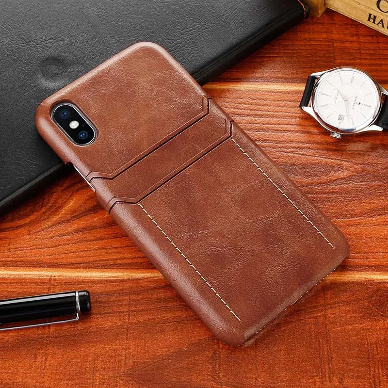 Suntaiho luxury Pu Leather Phone Case for iPhone XS Max XR 7 plus 8 plus X Wallet Photo Retro Cover With Card Pocket Gags Fundas - Цвет: Brown