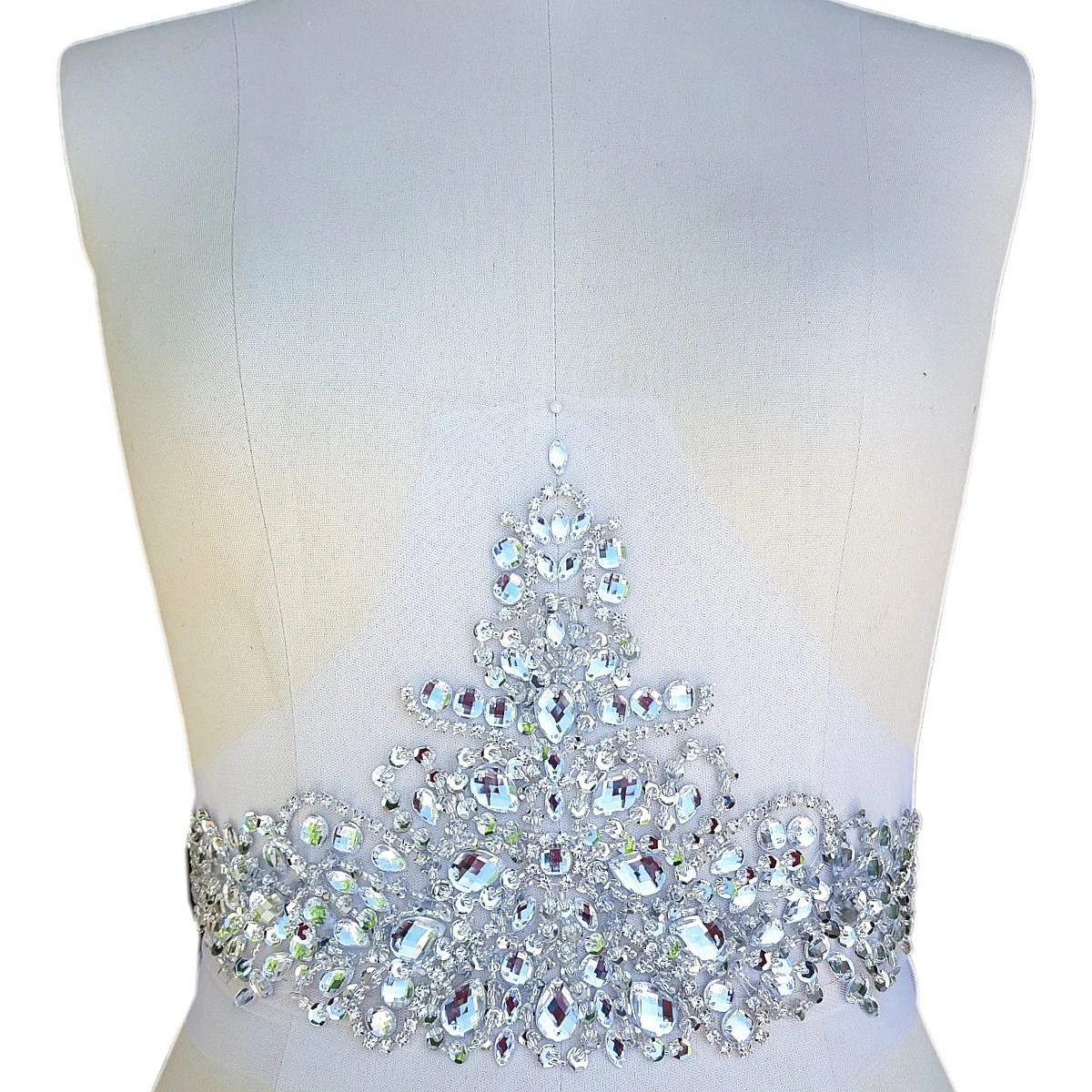 BLING Silver 18x38 см Высокая талия патчи пришивные стразы аппликация с камнями блесток Бисер для свадебного платья аксессуары винного бала