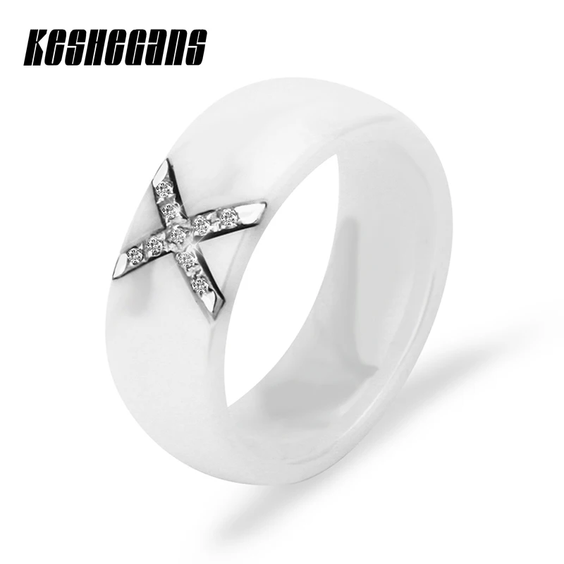 Модные Классические керамические кольца X-образной формы крест с блестящими