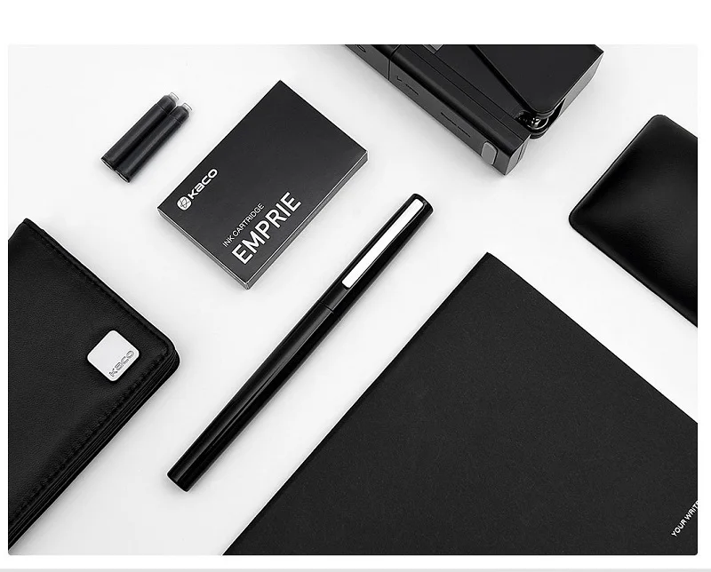 black sets Xiaomi Mijia KACO, роскошная черно-белая авторучка, набор, 0,3 мм, EF перо, стальные чернильные ручки для простого бизнеса, подарок - Цвет: black sets