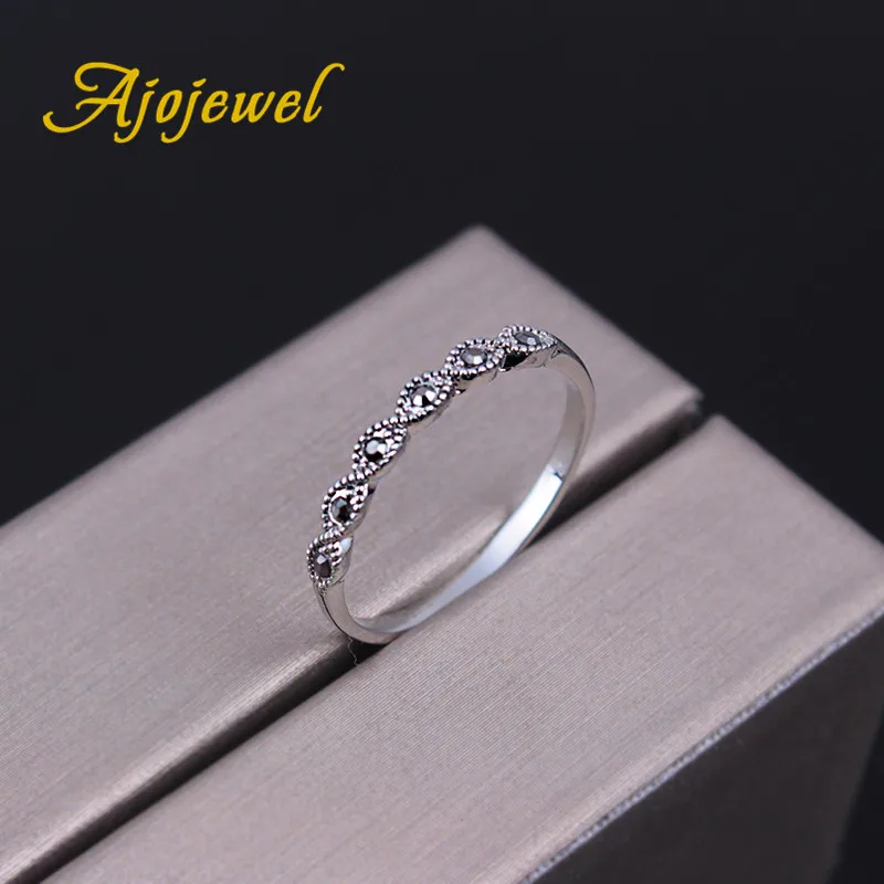 Ajojewel, Черные Маленькие стразы, винтажные, простые, офисные, стильные кольца для женщин, OL, украшения, ювелирные изделия