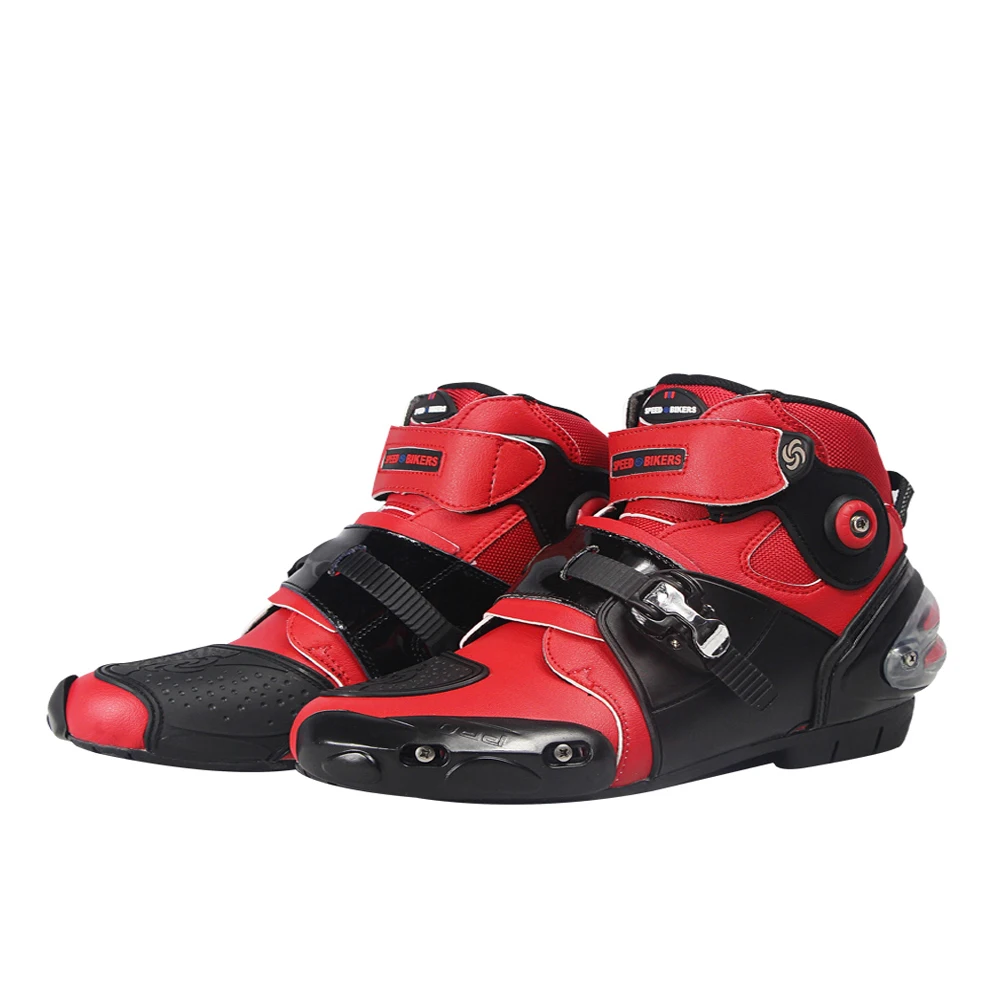A9003-Red PRO-BIKER/скоростные ботильоны с защитным механизмом; ботинки в байкерском стиле; обувь в байкерском стиле для езды на мотоцикле; гоночные ботинки для мотокросса; цвет черный, красный, белый - Цвет: A9003-Red