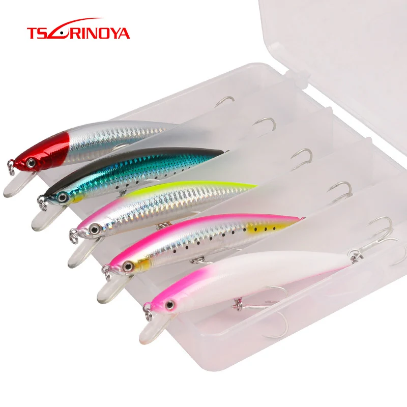 TSURINOYA для рыбалки приманки DW15 120 мм/18 гр приманка для ловли морской рыбы Комплект Гольян приманки черный бас пять штук в штучной упаковке жесткие приманки, искусственные приманки