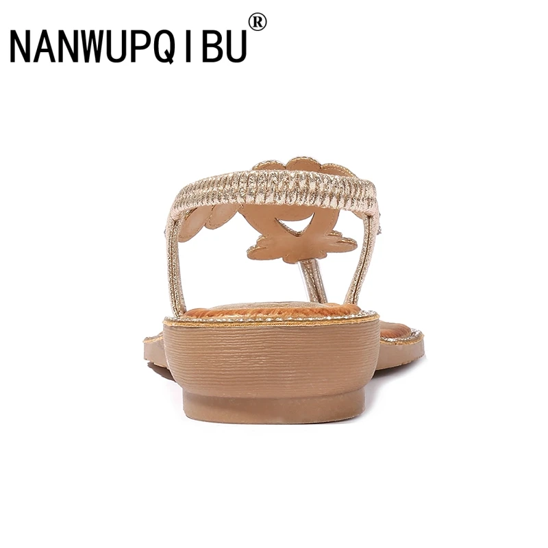 Сандалии стразы женские с цветами босоножки на танкетке открытым носком