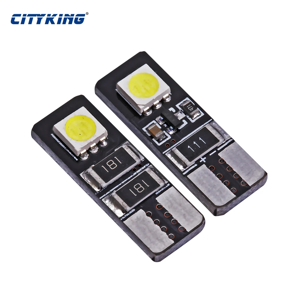 10 шт./лот led авто свет T10 w5w canbus t10 2smd 5050 Светодиодные лампы без ошибок OBC Белый