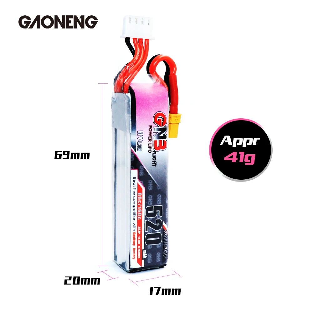 2 шт. аккумуляторная батарея Gaoneng GNB 520 мАч 3S 11 4 в 80C/160C HV с разъемом XT30 для Betafpv Beta85X