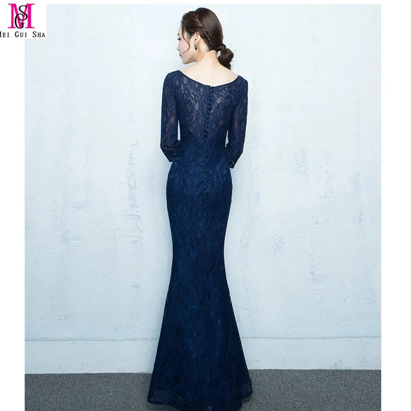 2017 МГ Темно Синий Русалка Вечерние Платья На Заказ Платье платье де Феста Три