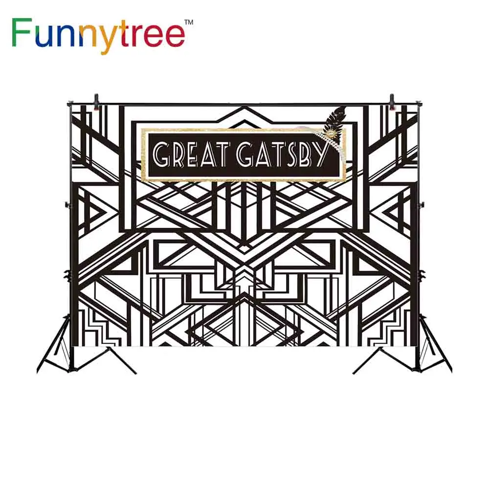 Funnytree backdrop photography geomatric classic seamless vintage great gatsby birthday party decorations photo background | Электроника