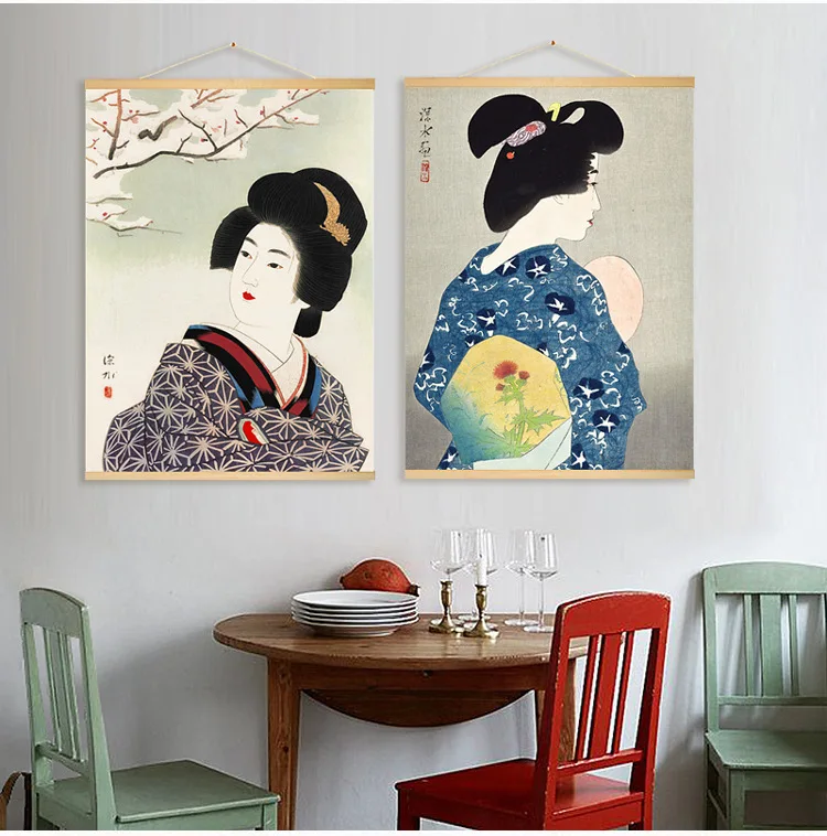 Японские Ukiyo-e Ukiyoe деревянные висячие свитки картины на холсте настенные художественные настенные картины для гостиной скандинавские украшения дома
