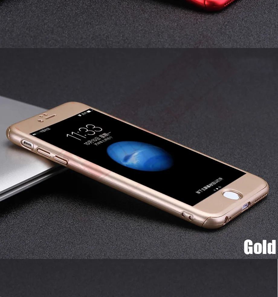 Золотая Орхидея 360 градусов полный Чехол для iphone 6 6s 7 Plus чехол s wish закаленное стекло для iphone 8 8 Plus X чехол для телефона Capa