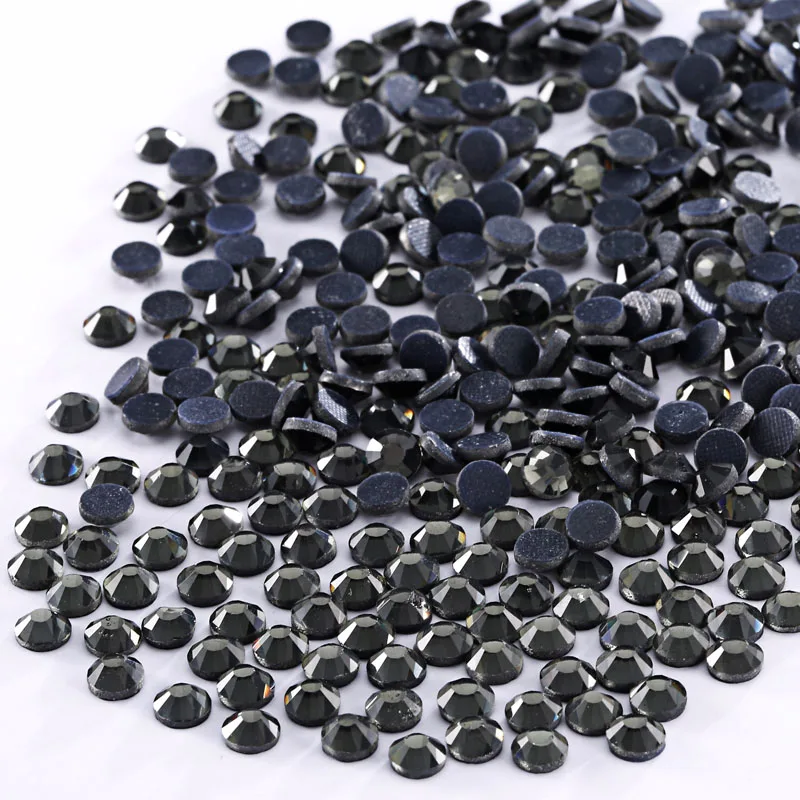 Black diamond Все размеры горячей фиксации Стразы Flatback кристалл страз для одежды ремесла DIY Украшения - Цвет: Black diamond