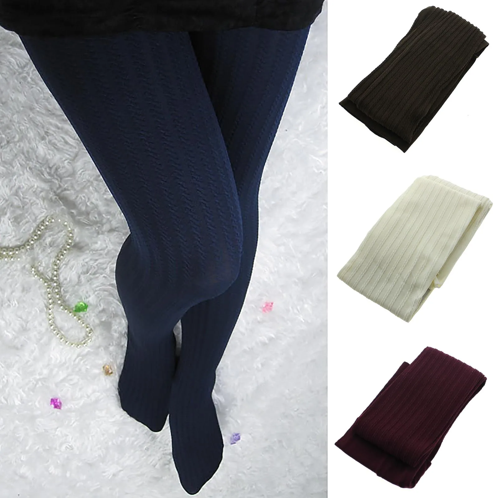 

Autumn Winter Hosiery Women Girls Sexy Thick Stripe Stockings Tights Pantyhose 4 colors