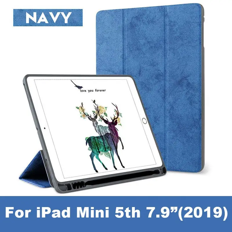 For mini 5 Navy 03 Для нового iPad mini 5 Чехол 7," с карандашом Держатель смарт ткань текстура мягкий силиконовый чехол для iPad mini 1 2 3 4 Funda Capa - Цвет: For mini 5 Navy 03