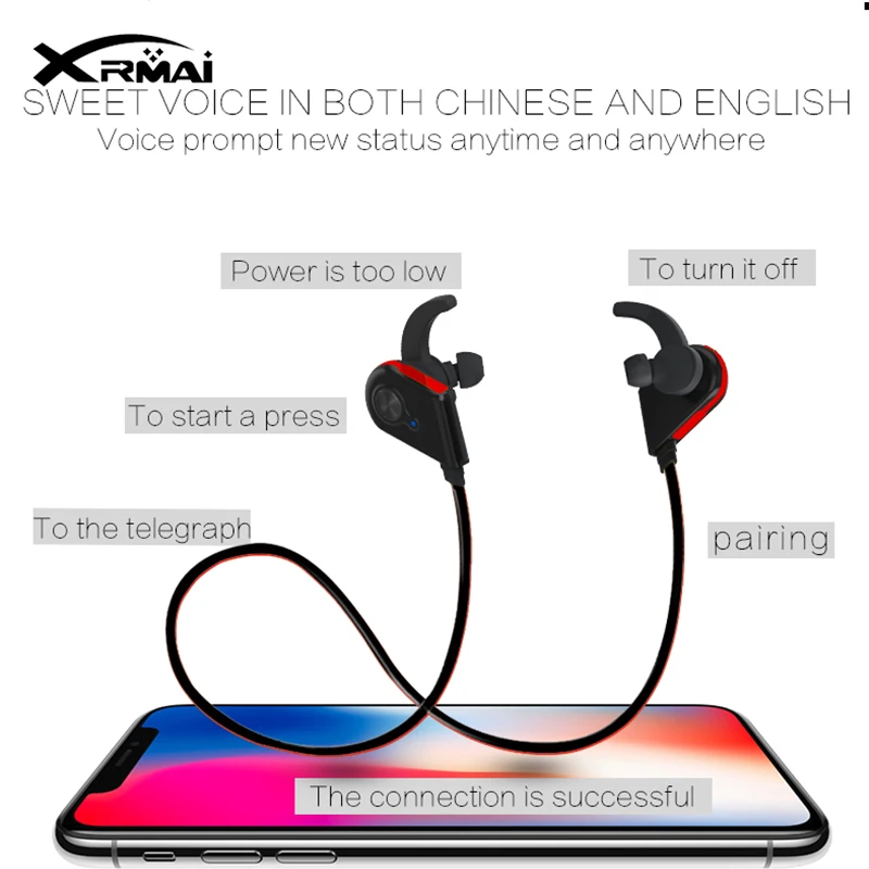 Xrmai S20 bluetooth наушники Спорт Беспроводной гарнитура стерео Магнитная Управление