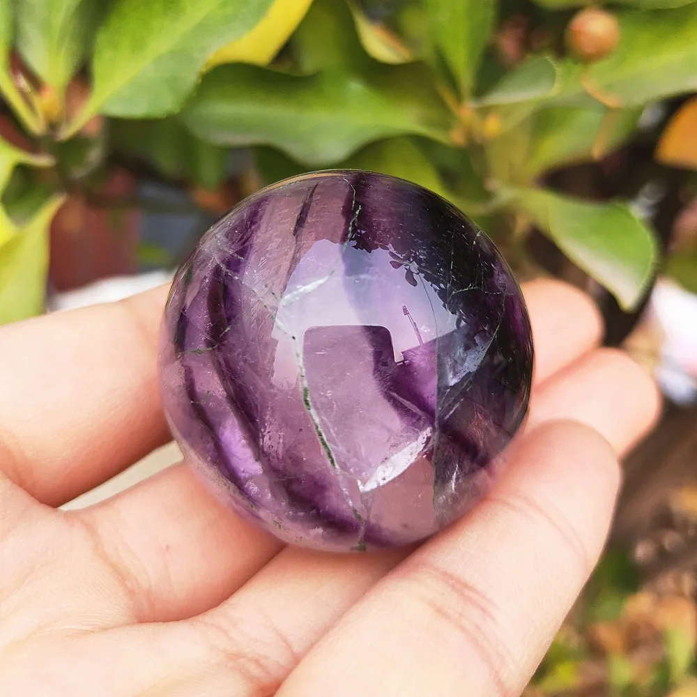 

Natural purple flourite crystal ball quartz shpere gemstone Reki Healing