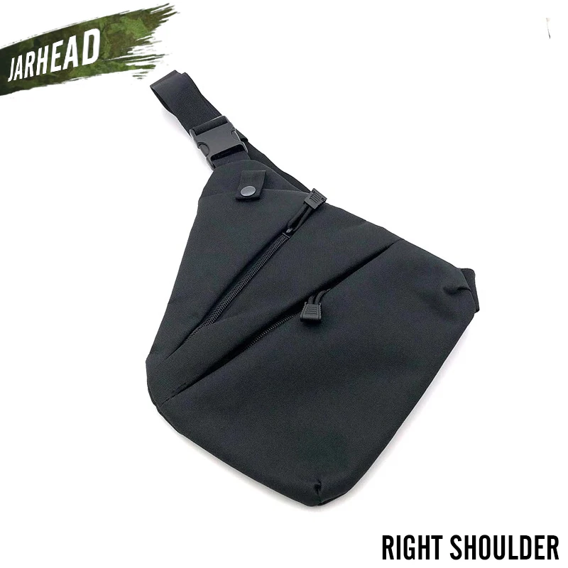 Black-RightShoulder Мужские компактные водонепроницаемые нейлоновые сумки через плечо на одно плечо, мужская сумка-мессенджер, скрытая Противоугонная нагрудная сумка, городские сумки для бега - Цвет: Black-RightShoulder