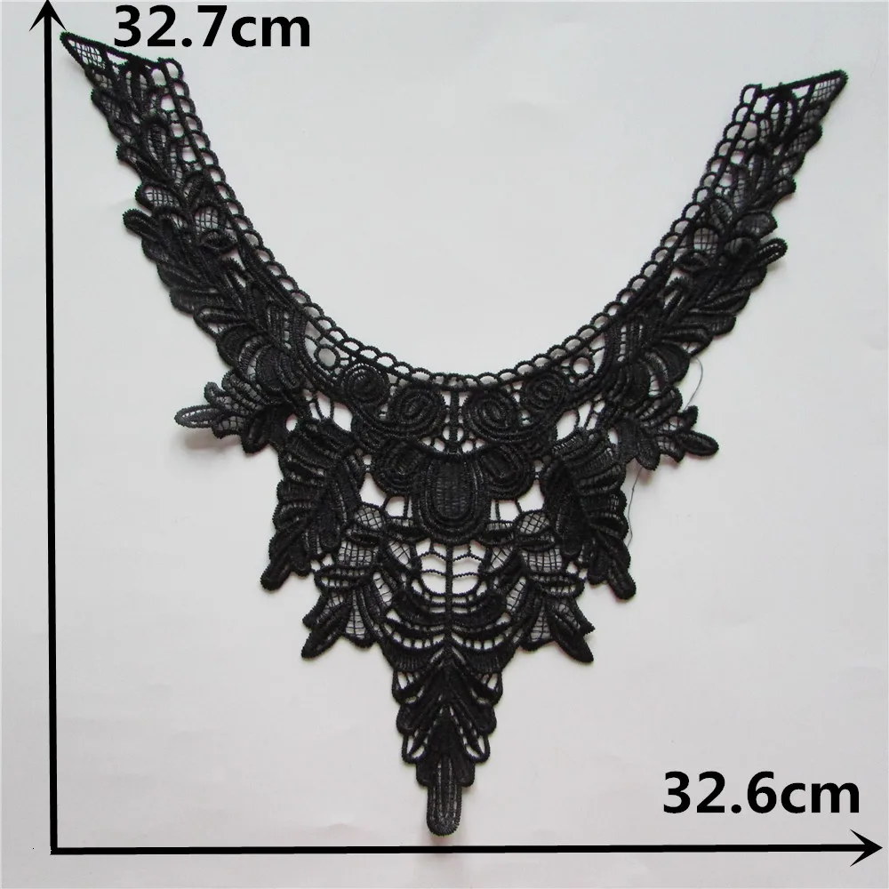 Черный вышитый кружевной воротник декольте Венецианская Аппликация Вышивка
