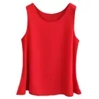 Новинка 2020, летняя повседневная женская шифоновая рубашка, Красная Шифоновая Блузка, плюс размер 5 6XL, блузы с круглым вырезом, свободные женские топы без рукавов