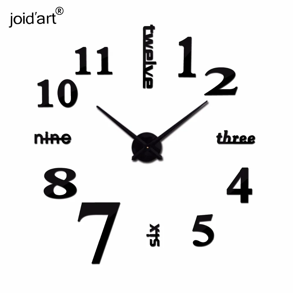 Hot new Quartz clocks fashion watches 3d real big wall clock rushed mirror sticker diy modern style design decor clock