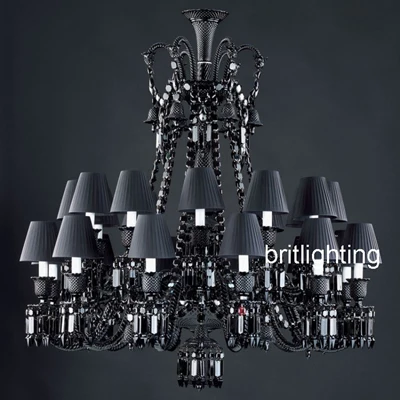 24 lights black Черный хрустальная люстра Освещение роскошный отель люстры Гостиная прозрачный люстра огни Светодиодный лестницы хрустальные люстры Люстры морской стиль ЛЮСТРЫ В КЛАССИЧЕСКОМ СТИЛЕ Люстры большие Светильник - Цвет абажура: 24 lights black