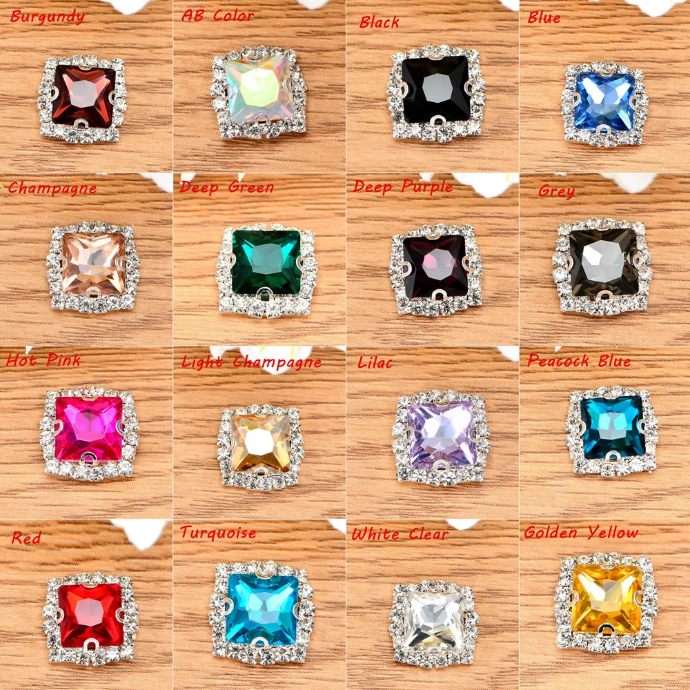 8 мм квадратная форма 10 шт./лот Хрустальные стеклянные пуговицы для шитья на