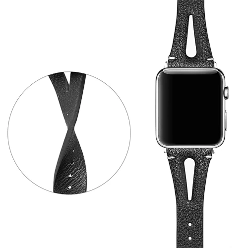 black Кожаный ремешок для apple watch band 44 мм 40 мм, 42 мм, 38 мм, ремешок для наручных часов iwatch, correa series 5/4/3/2/1 браслет аксессуары - Цвет ремешка: black